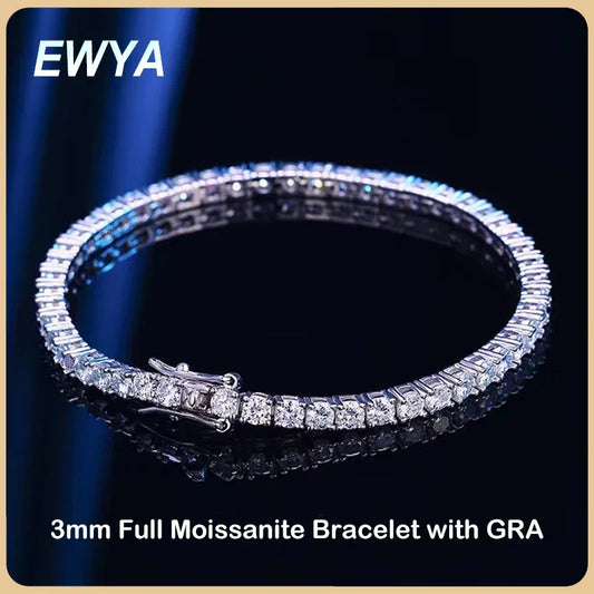 EWYA Sterling Silver Moissanite Bracelet