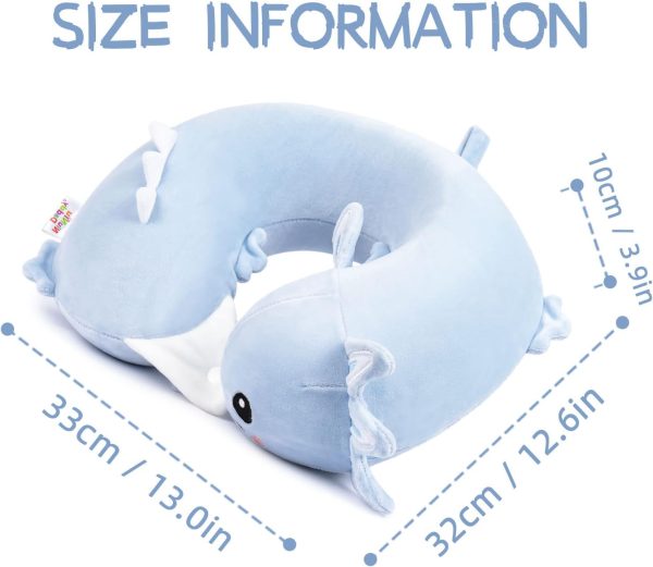 Niuniu Daddy Axolotl Neck Pillow for Traveling, Memory Foam Cervical Travel Neck Support Pillows Portable for Airplane Car Sleep, Long Trip Age 8+ Children with Boys Girls Including Adults
