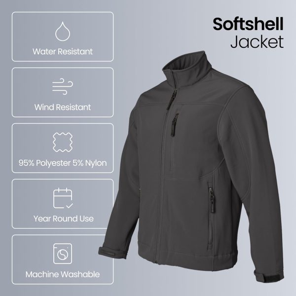 Men's Softshell Jacket – Wind & Water Resistant – Breathable, Midweight Outdoor Coat