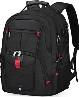 NUBILY Laptop Backpack 17 Inch Waterproof Extra Large TSA Travel Backpack Anti Theft College Business Mens Backpacks with USB Charging Port 17.3 Gaming Computer Backpack for Women Men Black 45L