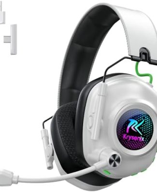 Wireless Gaming Headset with Noise Canceling Microphone for PC, PS5, PS4, Switch, Mac, 2.4 GHz Wireless & Bluetooth 5.4 Gaming Headphones, Cool RGB Lighting, 50Hr Battery, 50mm Drivers