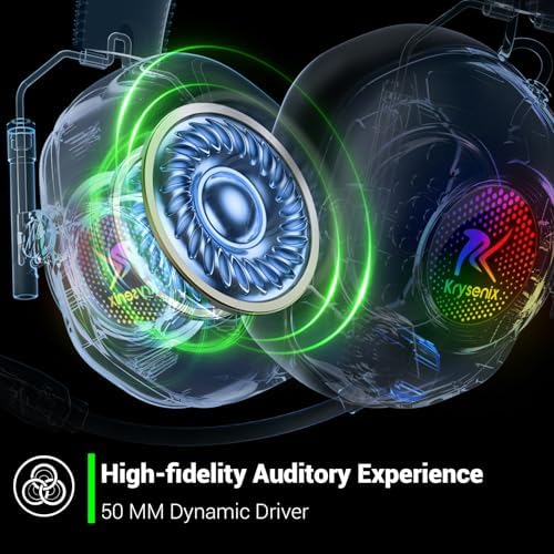Wireless Gaming Headset with Noise Canceling Microphone for PC, PS5, PS4, Switch, Mac, 2.4 GHz Wireless & Bluetooth 5.4 Gaming Headphones, Cool RGB Lighting, 50Hr Battery, 50mm Drivers - Image 3