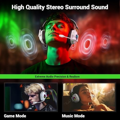 Wireless Gaming Headset with Noise Canceling Microphone for PC, PS5, PS4, Switch, Mac, 2.4 GHz Wireless & Bluetooth 5.4 Gaming Headphones, Cool RGB Lighting, 50Hr Battery, 50mm Drivers - Image 4