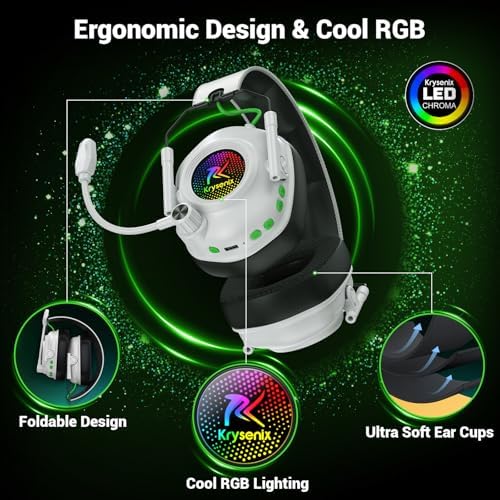 Wireless Gaming Headset with Noise Canceling Microphone for PC, PS5, PS4, Switch, Mac, 2.4 GHz Wireless & Bluetooth 5.4 Gaming Headphones, Cool RGB Lighting, 50Hr Battery, 50mm Drivers - Image 6